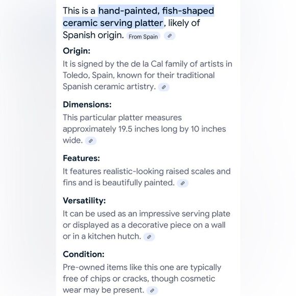 De La Cal Serving Platter Handpainted Artistic Blue Yellow Fish 10.5 X 10 Plate - Picture 7 of 12